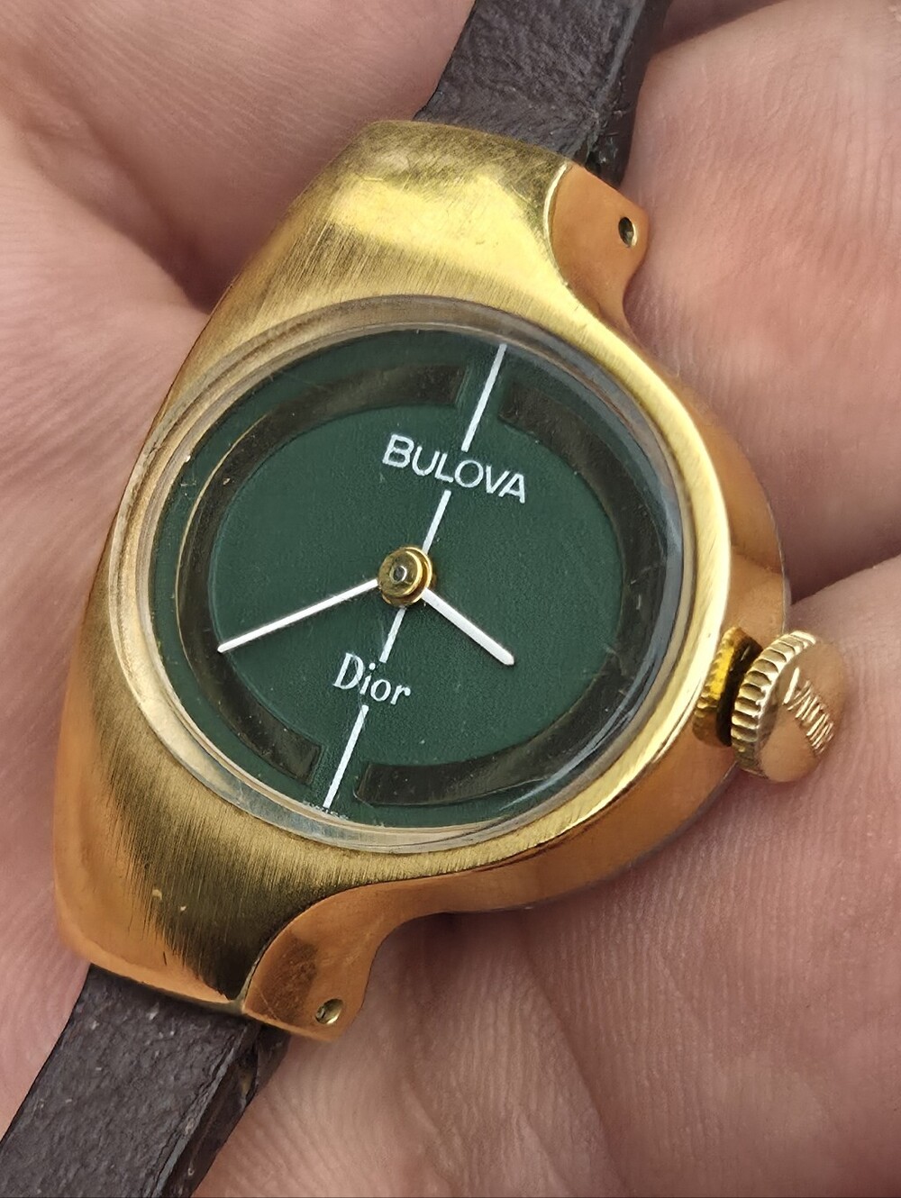 Bulova x Dior 7218 Double Name Green Dial Manual Winding Women's Watch Used